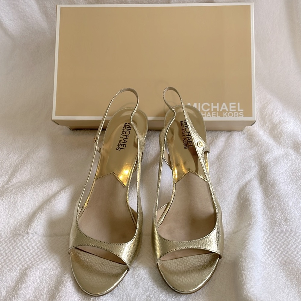Michael Kors Light Gold Peep Toe Heels
